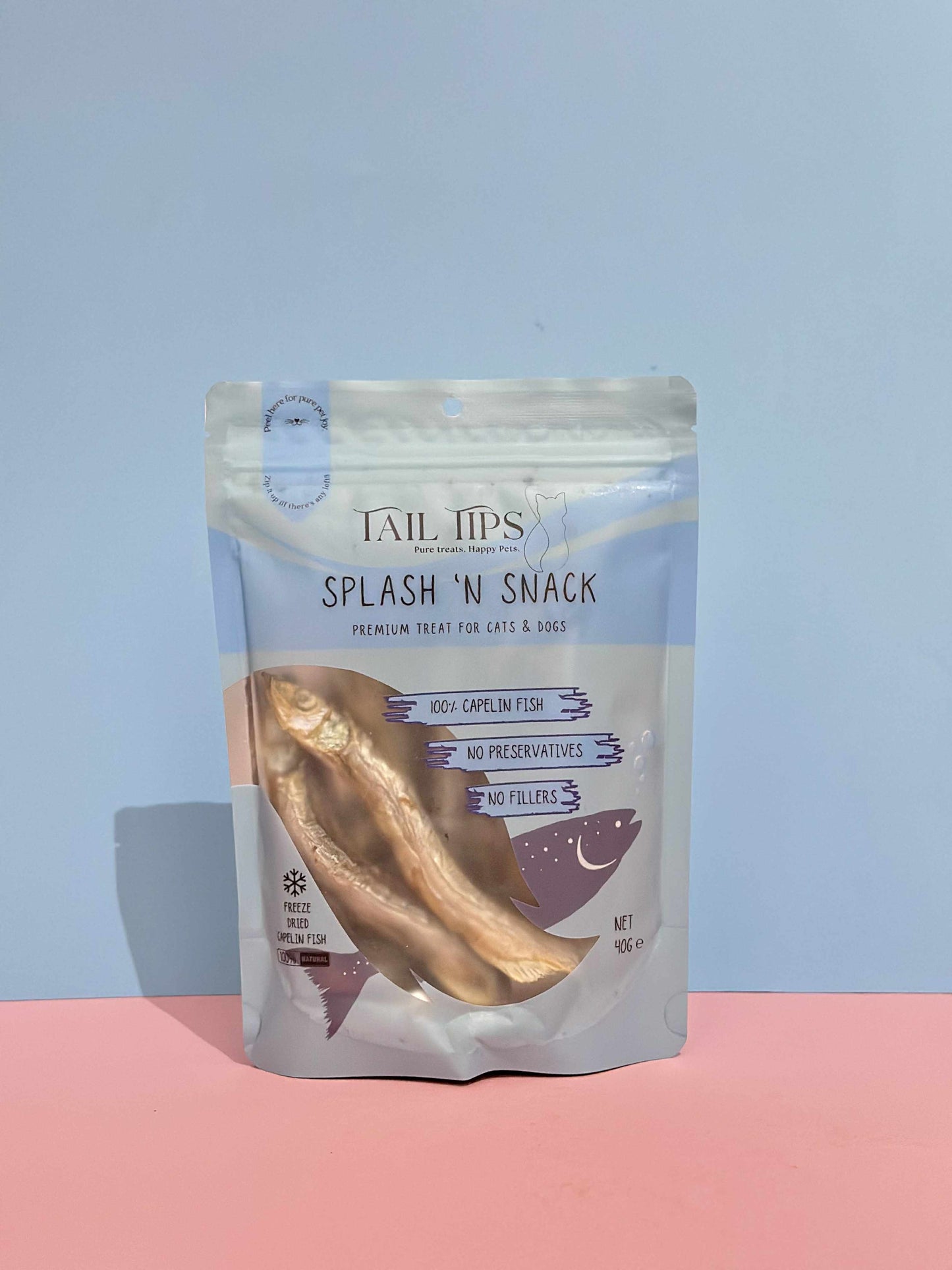 Splash N' Snack - 100% Freeze-Dried Capelin Treats | Pure & Natural | Tail Tips UK