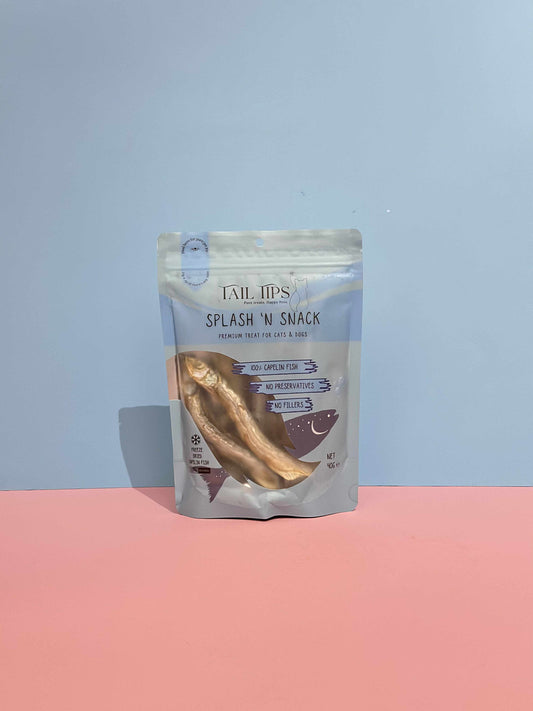 Splash N' Snack - 100% Freeze-Dried Capelin Treats | Pure & Natural | Tail Tips UK