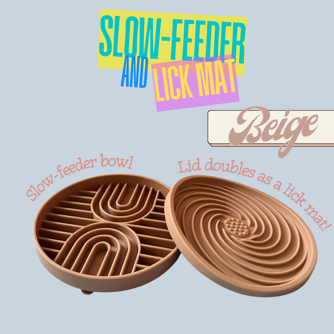 Slow & Steady - 2-in-1 Slow Feeder Bowl & Lick Mat | Calmer Mealtimes | Tail Tips UK - Tail Tips
