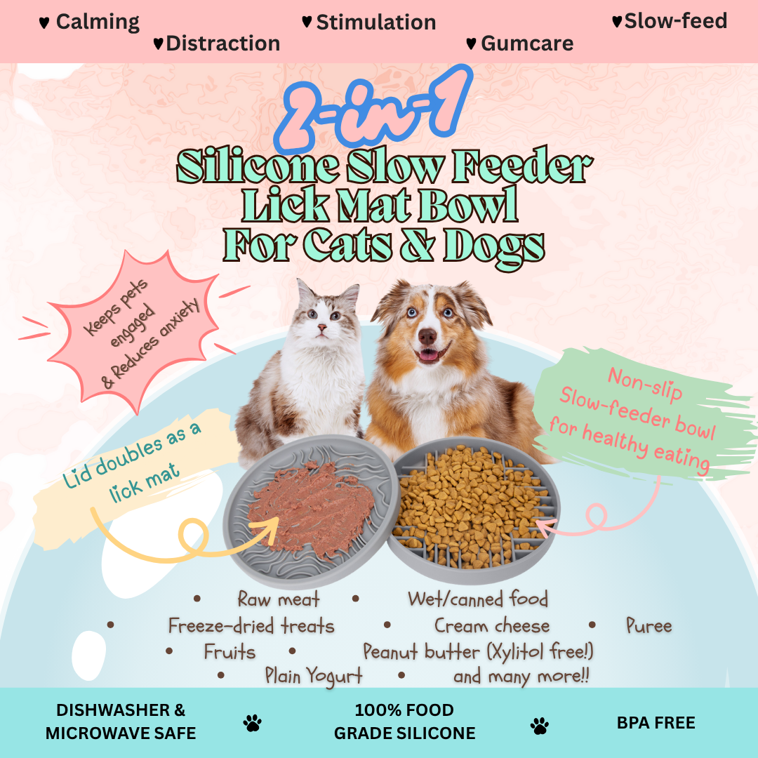 Slow & Steady - 2-in-1 Slow Feeder Bowl & Lick Mat | Calmer Mealtimes | Tail Tips UK - Tail Tips