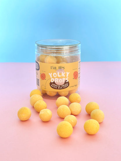 Yolky Drops - 100% Freeze-Dried Quail Egg Yolk Treats | Pure Protein | Tail Tips UK | 70g jar - Tail Tips