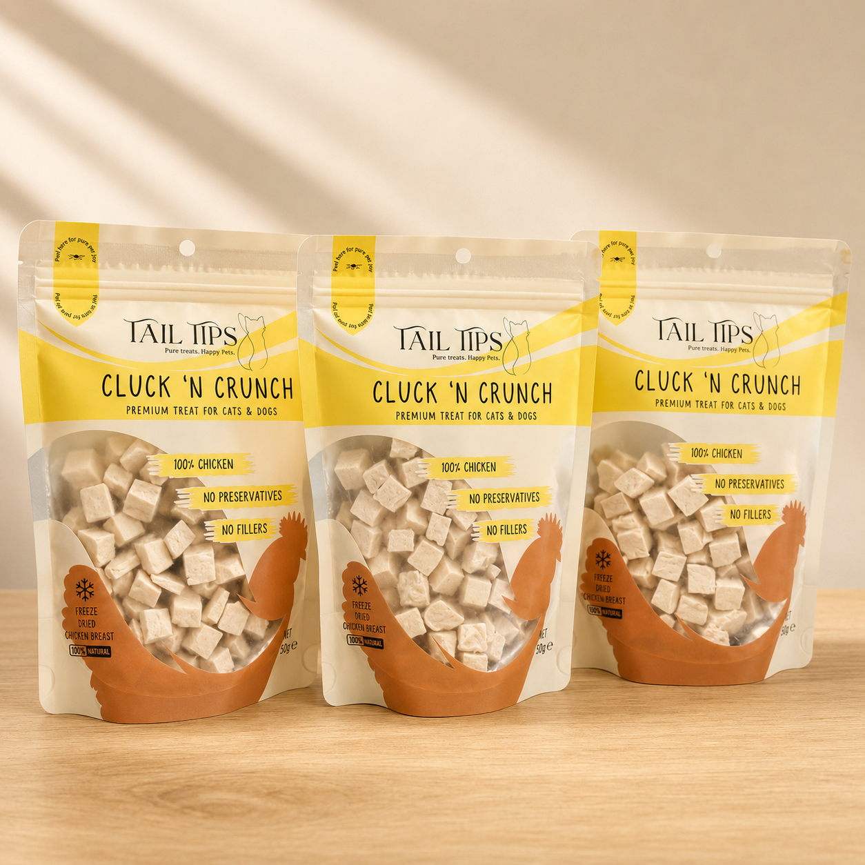 Cluck & Crunch - 100% Freeze-Dried Chicken Treats | Tail Tips UK | 50g pack - Tail Tips