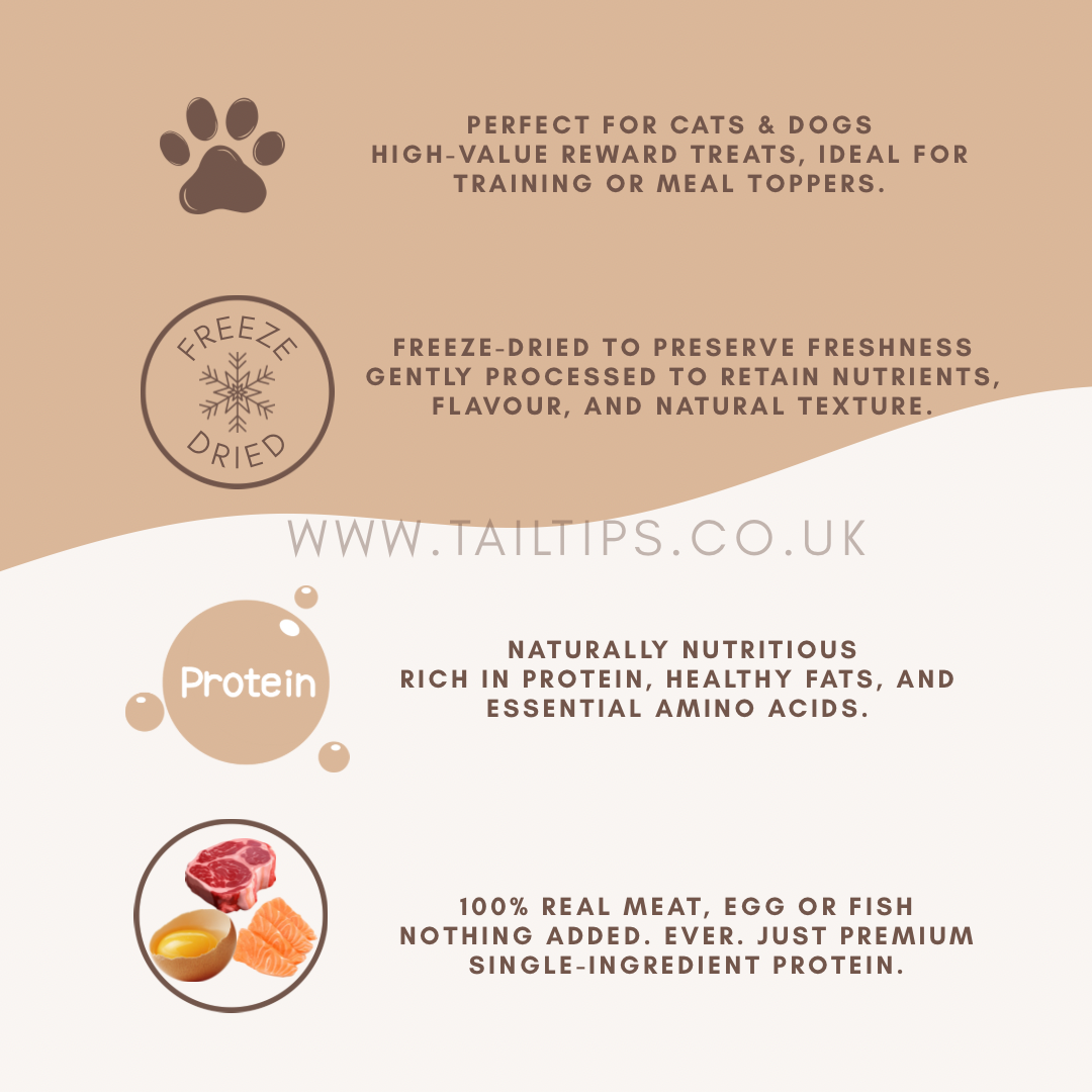 Moo N' Chew - 100% Freeze-Dried Beef Treats | Pure & Natural | Tail Tips UK | 40g pack - Tail Tips
