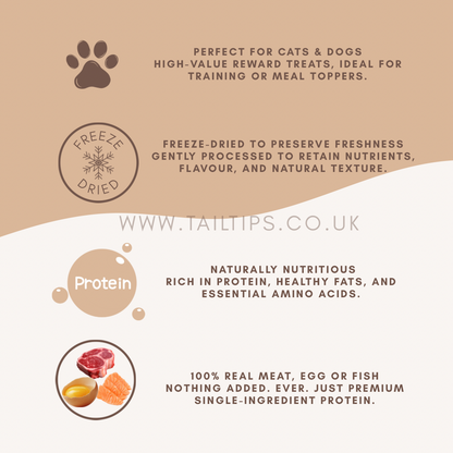 Moo N' Chew - 100% Freeze-Dried Beef Treats | Pure & Natural | Tail Tips UK | 40g pack - Tail Tips