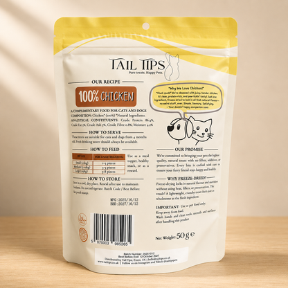 Cluck & Crunch - 100% Freeze-Dried Chicken Treats | Tail Tips UK | 50g pack - Tail Tips