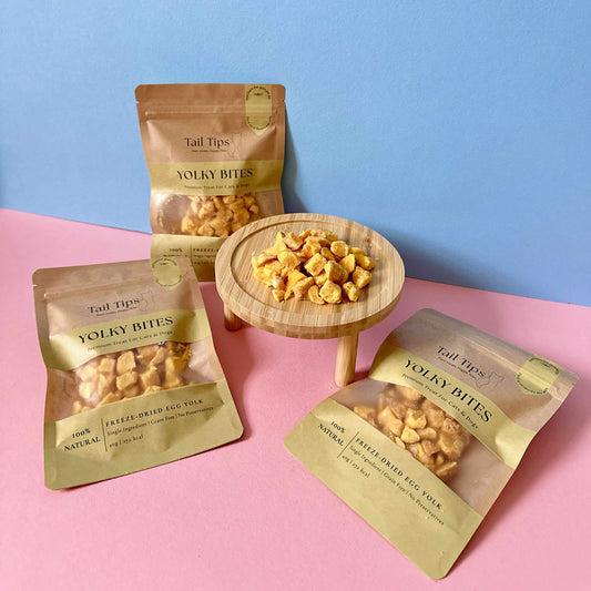 "Yolky Bites" 100% Freeze-Dried Egg Yolk- 40g Pouch - Tail Tips