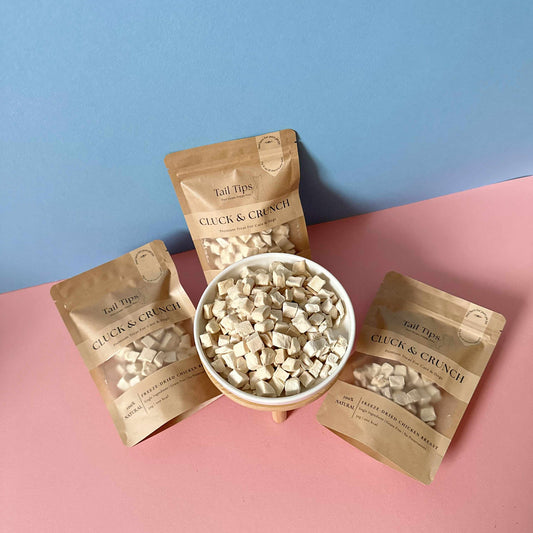 "Cluck & Crunch" 100% Freeze-Dried Chicken- 50g Pouch - Tail Tips