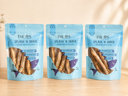 Splash N' Snack - 100% Freeze-Dried Capelin Treats | Pure & Natural | Tail Tips UK | 40g pack - Tail Tips
