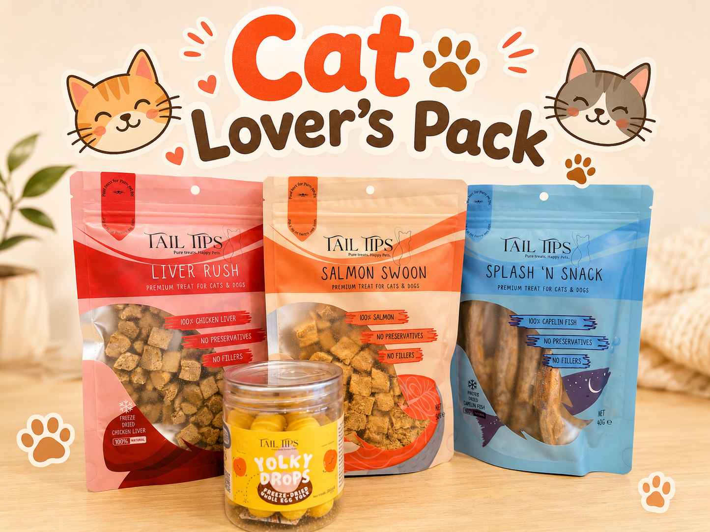 Cat Lovers Pack - Premium Freeze-Dried Treats | 4 Flavours | Tail Tips UK - Tail Tips