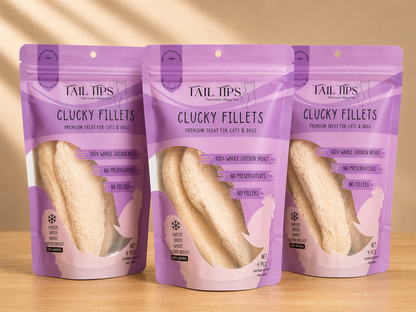 Clucky Filets - 100% Freeze-Dried Chicken Breast Treats | Pure & Natural | Tail Tips UK | 4pcs pack - Tail Tips