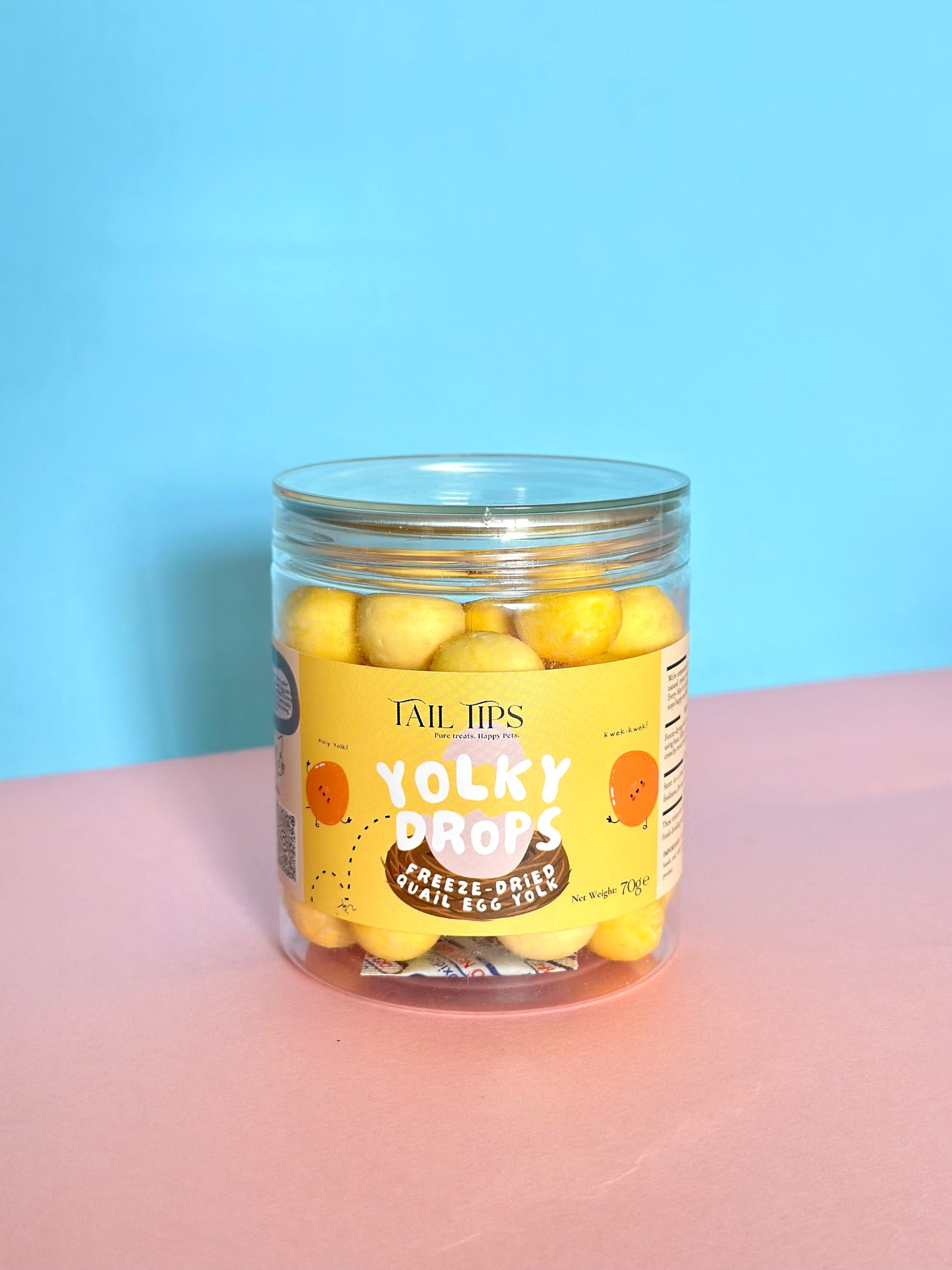Yolky Drops - 100% Freeze-Dried Quail Egg Yolk Treats | Pure Protein | Tail Tips UK | 70g jar - Tail Tips