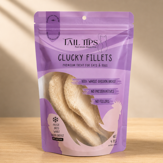 Clucky Filets - 100% Freeze-Dried Chicken Breast Treats | Pure & Natural | Tail Tips UK | 4pcs pack - Tail Tips