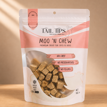 Moo N' Chew - 100% Freeze-Dried Beef Treats | Pure & Natural | Tail Tips UK | 40g pack - Tail Tips