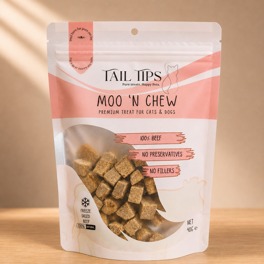 Moo N' Chew - 100% Freeze-Dried Beef Treats | Pure & Natural | Tail Tips UK | 40g pack - Tail Tips