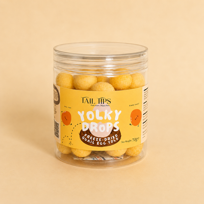 Tail Tips UK Yolky Drops - 100% Freeze-Dried Quail Egg Yolk Treats Gourmet Meal Enhancement for Pets - Tail Tips
