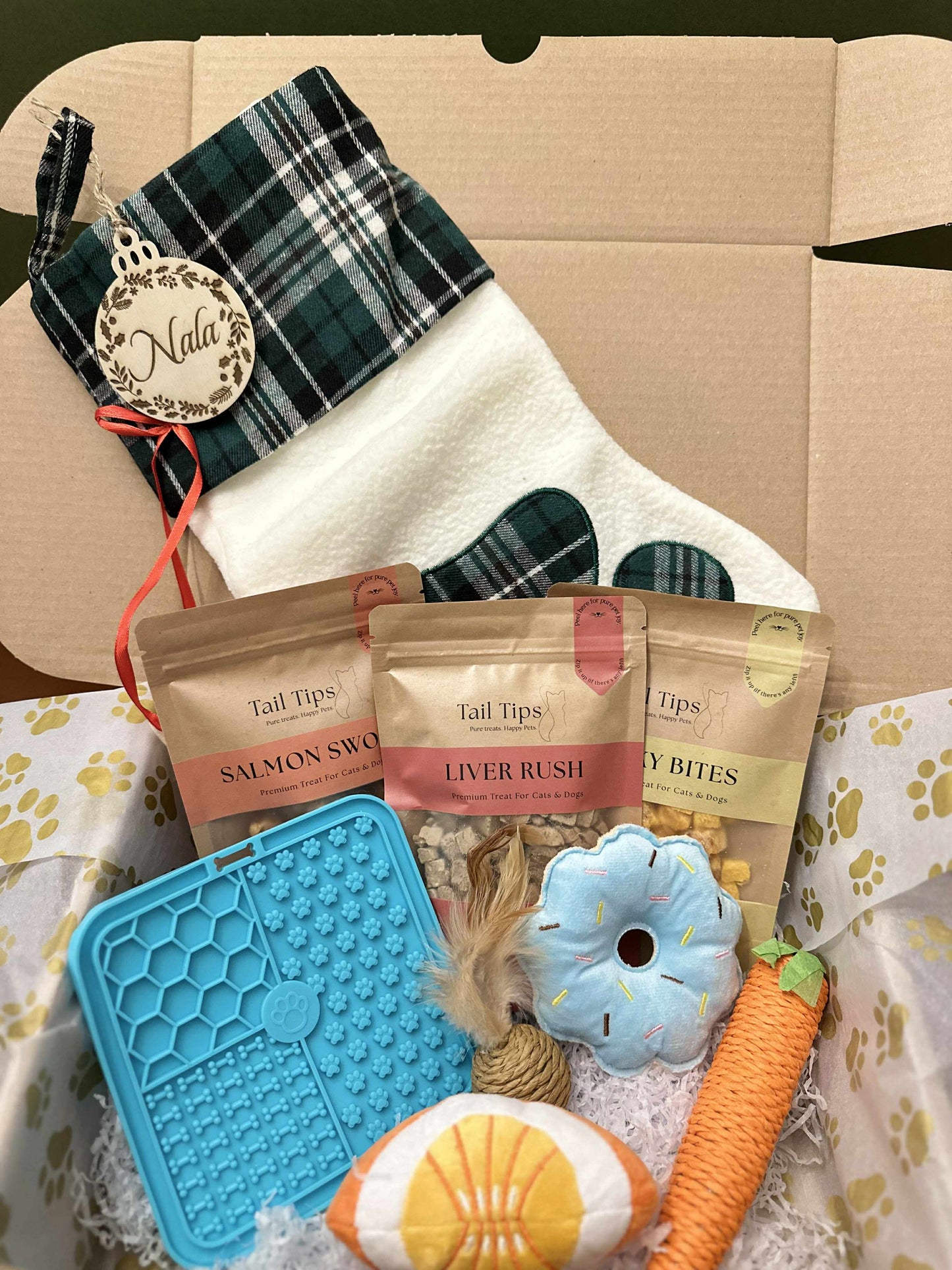 Personalised Pet Christmas Sock Gift Set for Cats & Dogs | Pet Name Engraving | Tail Tips UK - Tail Tips
