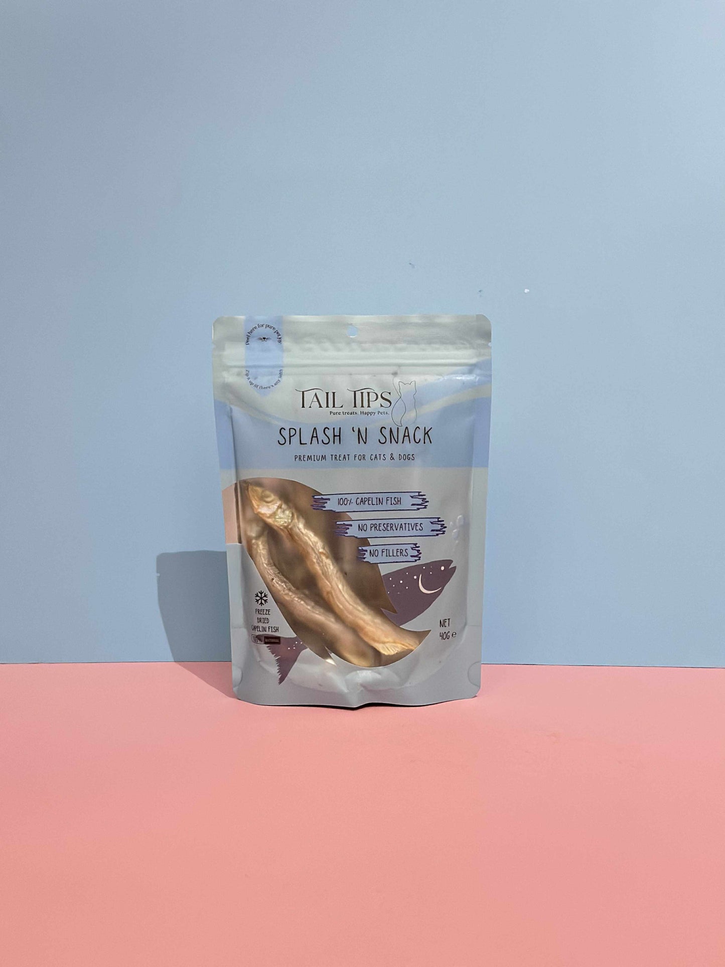 Splash N' Snack - 100% Freeze-Dried Capelin Treats | Pure & Natural | Tail Tips UK