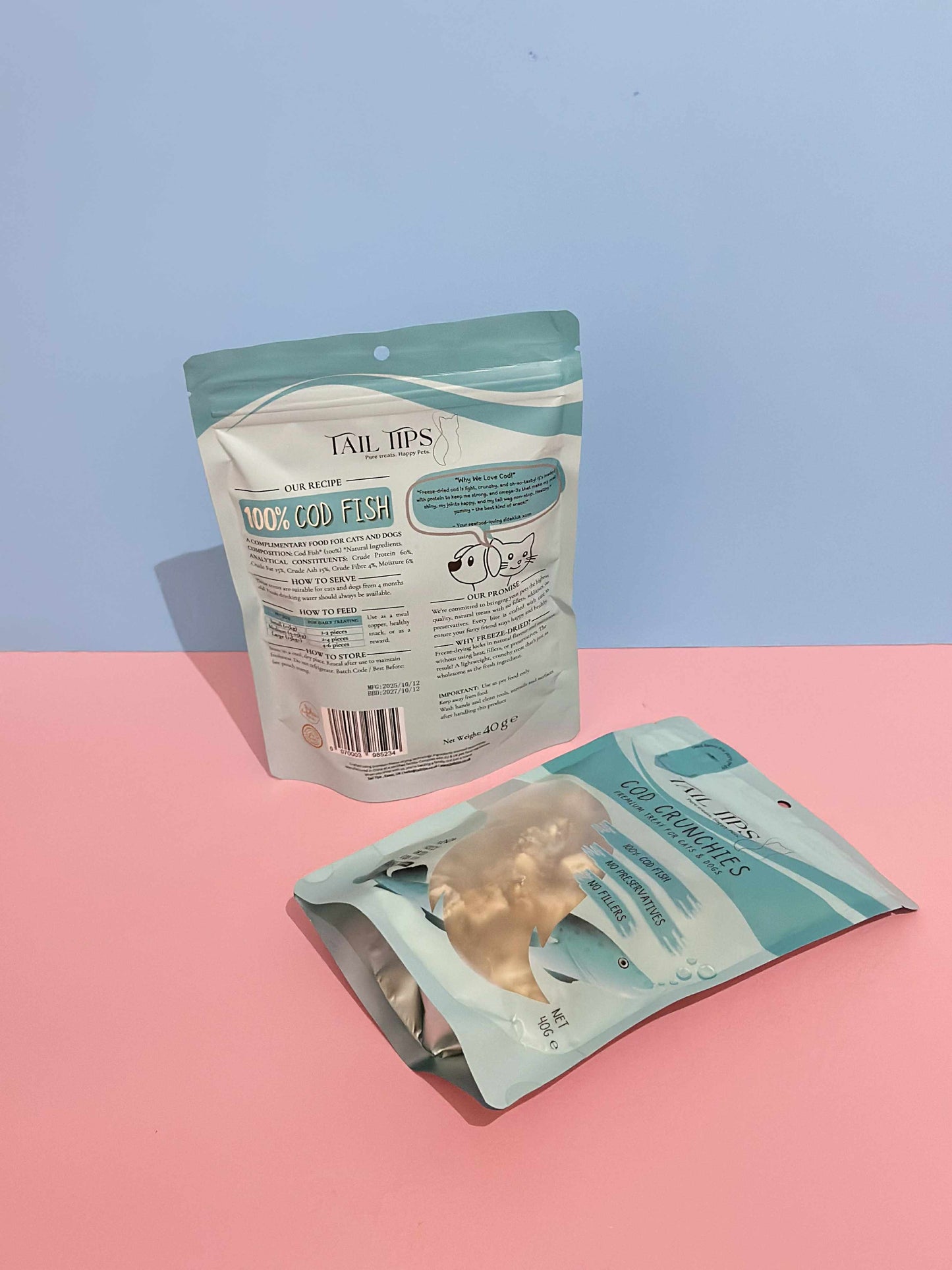 Cod Crunches - 100% Freeze-Dried Cod Treats | Pure & Natural | Tail Tips UK