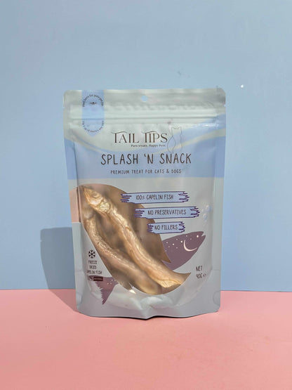 Splash N' Snack - 100% Freeze-Dried Capelin Treats | Pure & Natural | Tail Tips UK