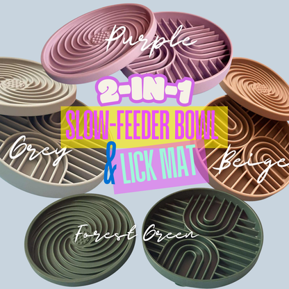 Slow & Steady - 2-in-1 Slow Feeder Bowl & Lick Mat | Calmer Mealtimes | Tail Tips UK - Tail Tips