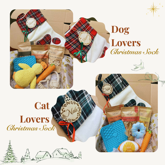 Personalised Pet Christmas Sock Gift Set for Cats & Dogs | Pet Name Engraving | Tail Tips UK - Tail Tips